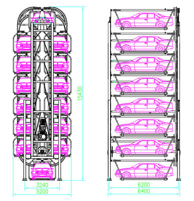 Sistema di parcheggio rotativo meccanico verticale 8 strati Sistema di parcheggio rotativo intelligente